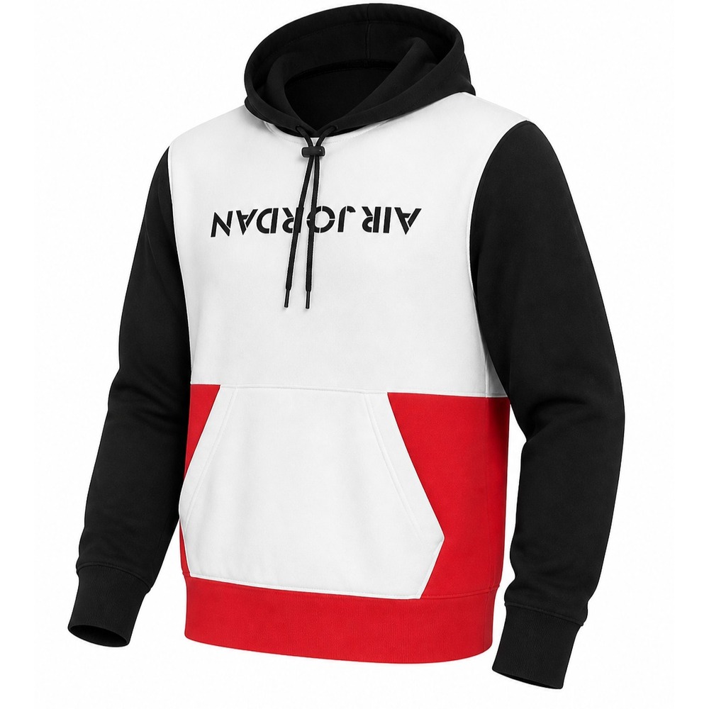 Nike Air Jordan Hoodie Men L Black Red White Colorblock 90's Y2K LS DD0392